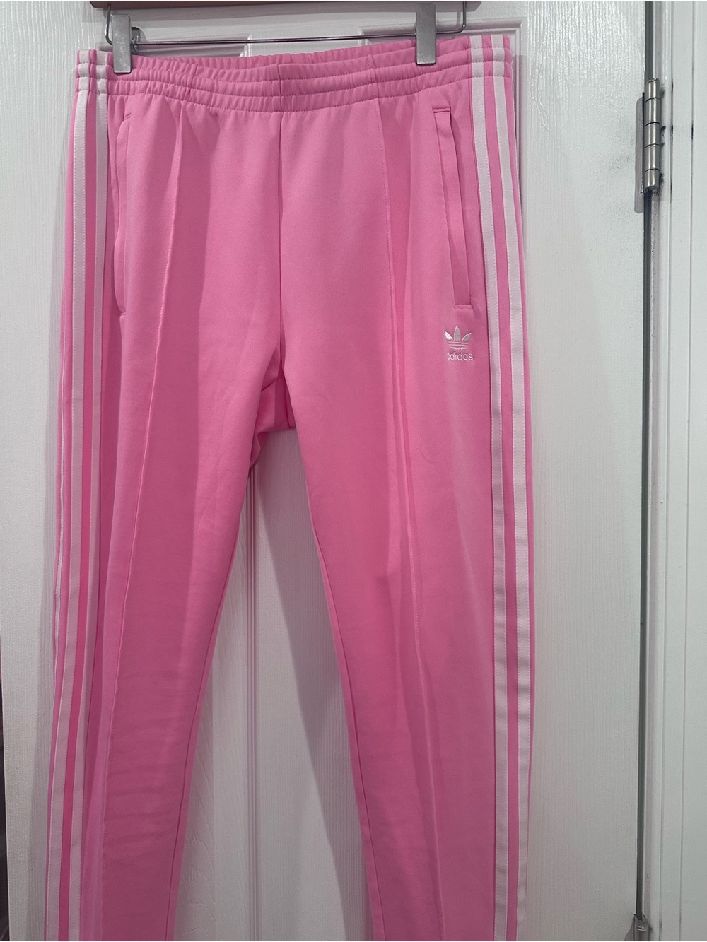 adidas Originals Pink Jogger Pants with White Side Stripes